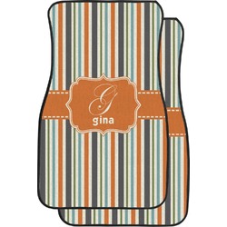 Orange & Blue Stripes Car Floor Mats (Front Seat) (Personalized)