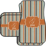 Orange & Blue Stripes Car Floor Mats Set - 2 Front & 2 Back (Personalized)