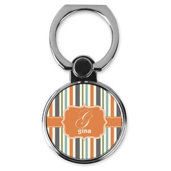 Orange & Blue Stripes Cell Phone Ring Stand & Holder (Personalized)