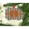 Orange & Blue Stripes Christmas Ornament (On Tree)