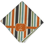 Orange & Blue Stripes Cloth Dinner Napkin - Single w/ Name and Initial