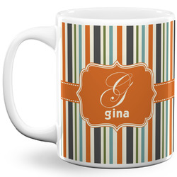Orange & Blue Stripes 11 Oz Coffee Mug - White (Personalized)