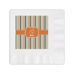 Orange & Blue Stripes Coined Cocktail Napkins (Personalized)