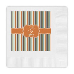 Orange & Blue Stripes Embossed Decorative Napkins (Personalized)