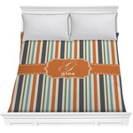 Orange & Blue Stripes Comforter - Full / Queen (Personalized)