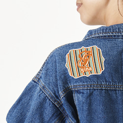 Orange & Blue Stripes Twill Iron On Patch - Custom Shape (Personalized)