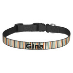 Orange & Blue Stripes Dog Collar - Medium (Personalized)