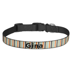 Orange & Blue Stripes Dog Collar - Medium (Personalized)