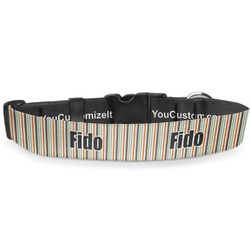 Orange & Blue Stripes Deluxe Dog Collar - Medium (11.5" to 17.5") (Personalized)