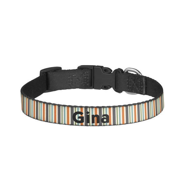 Custom Orange & Blue Stripes Dog Collar - Small (Personalized)