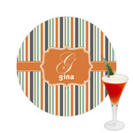 Orange & Blue Stripes Printed Drink Topper -  2.5" (Personalized)