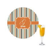 Orange & Blue Stripes Printed Drink Topper - 2.15" (Personalized)