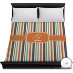 Orange & Blue Stripes Duvet Cover - Full / Queen (Personalized)