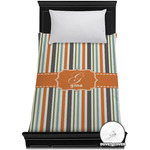 Orange & Blue Stripes Duvet Cover - Twin XL (Personalized)