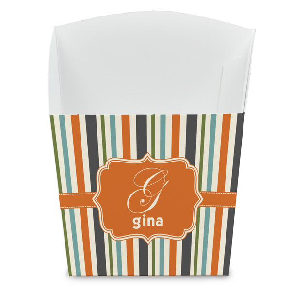 Custom Orange & Blue Stripes French Fry Favor Boxes (Personalized)