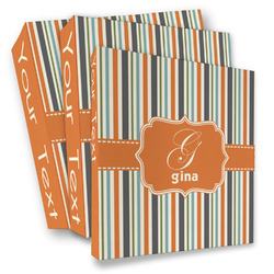 Orange & Blue Stripes 3 Ring Binder - Full Wrap (Personalized)