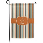 Orange & Blue Stripes Small Garden Flag - Double Sided w/ Name and Initial