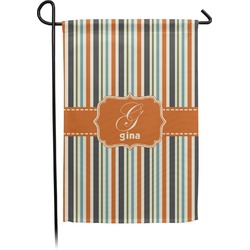 Orange & Blue Stripes Small Garden Flag - Double Sided w/ Name and Initial