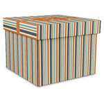 Orange & Blue Stripes Gift Box with Lid - Canvas Wrapped - X-Large (Personalized)