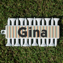 Orange & Blue Stripes Golf Tees & Ball Markers Set (Personalized)