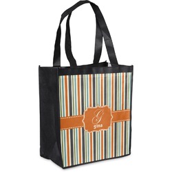 Orange & Blue Stripes Grocery Bag (Personalized)