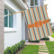 Orange & Blue Stripes House Flags - Single Sided - LIFESTYLE