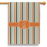 Orange & Blue Stripes 28" House Flag - Double Sided (Personalized)