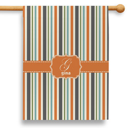 Orange & Blue Stripes 28" House Flag (Personalized)