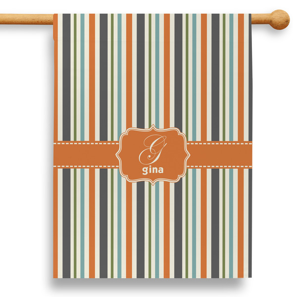 Custom Orange & Blue Stripes 28" House Flag - Double Sided (Personalized)