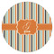 Orange & Blue Stripes Icing Circle - Medium - Single