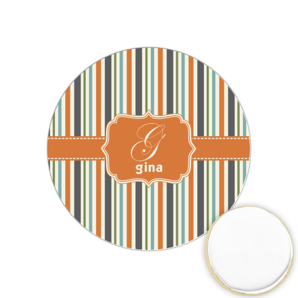 Custom Orange & Blue Stripes Printed Cookie Topper - 1.25" (Personalized)