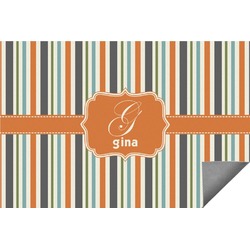 Orange & Blue Stripes Indoor / Outdoor Rug - 3'x5' (Personalized)