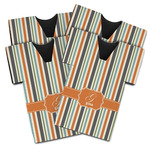 Orange & Blue Stripes Jersey Bottle Cooler - Set of 4 (Personalized)