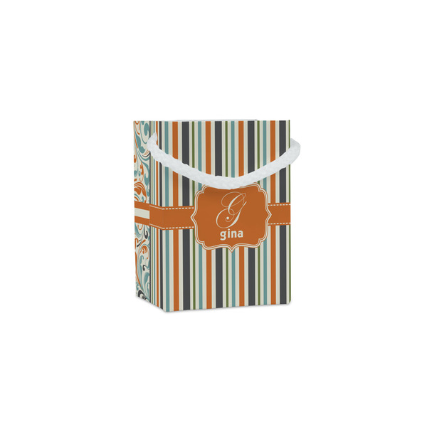 Custom Orange & Blue Stripes Jewelry Gift Bags - Matte (Personalized)