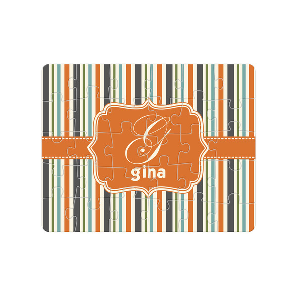 Custom Orange & Blue Stripes Jigsaw Puzzles (Personalized)