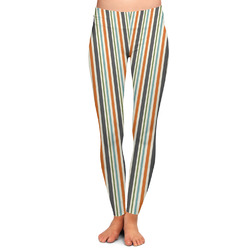 Orange & Blue Stripes Ladies Leggings - Large