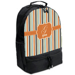 Orange & Blue Stripes Backpacks - Black (Personalized)