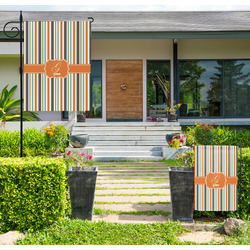 Orange & Blue Stripes Large Garden Flag - Single Sided (Personalized)