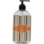 Orange & Blue Stripes Plastic Soap / Lotion Dispenser (16 oz - Large - Black) (Personalized)