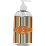 Orange & Blue Stripes Plastic Soap / Lotion Dispenser (16 oz - Large - White) (Personalized)