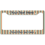 Orange & Blue Stripes License Plate Frame - Style B (Personalized)