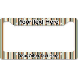 Orange & Blue Stripes License Plate Frame - Style B (Personalized)