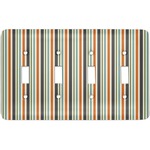 Orange & Blue Stripes Light Switch Cover (4 Toggle Plate)