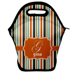 Orange & Blue Stripes Lunch Bag w/ Name and Initial