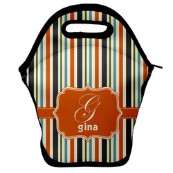 Orange & Blue Stripes Lunch Bag w/ Name and Initial