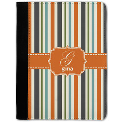 Orange & Blue Stripes Notebook Padfolio - Medium w/ Name and Initial