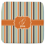 Orange & Blue Stripes Memory Foam Bath Mat - 48"x48" (Personalized)