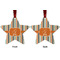 Orange & Blue Stripes Metal Star Ornament - Front and Back