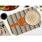 Orange & Blue Stripes Octagon Placemat - Single front (LIFESTYLE) Flatlay