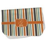 Orange & Blue Stripes Burp Cloth - Fleece w/ Name and Initial